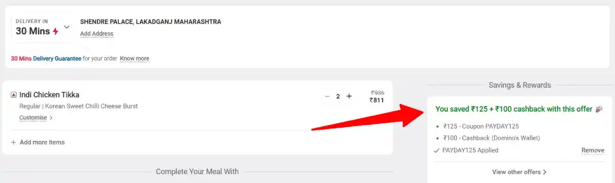domino's deal applied