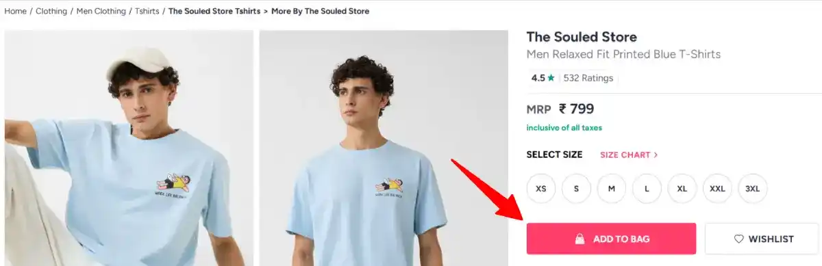 myntra add to cart